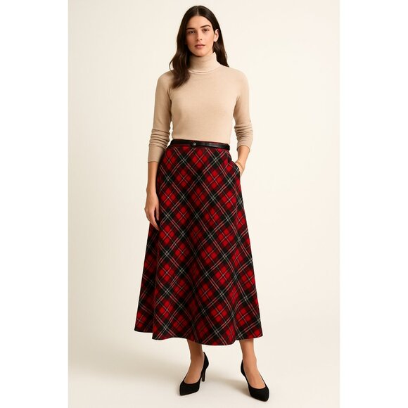 Pendleton Dresses & Skirts - Vintage PENDLETON 100% Wool Tartan Buffalo Check Midi Skirt SZ 16